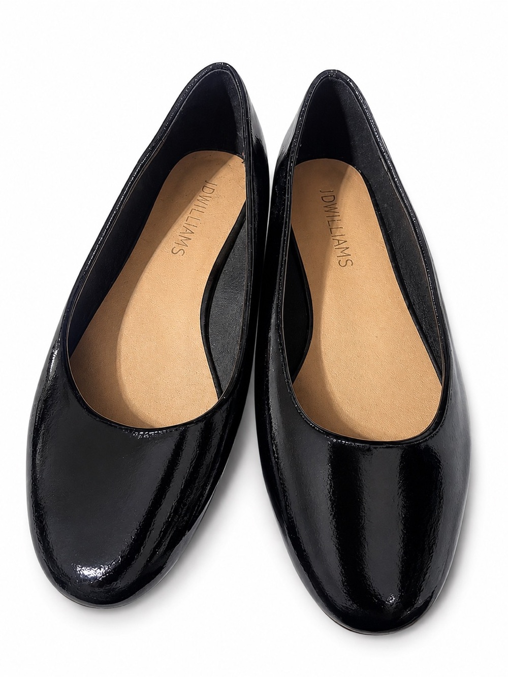 ID. Williams Black Patent Ballet Flats with Cushioned Insole